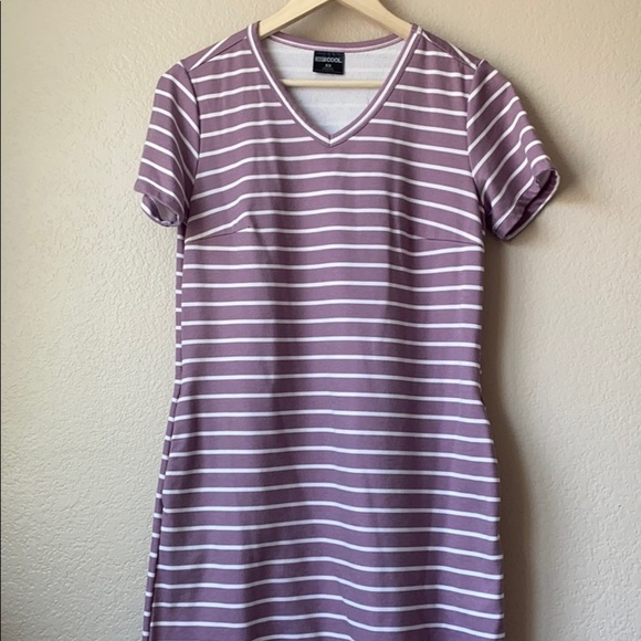 32 Degrees Tee Shirt Dress Striped Purple and White size Medium - Picture 1 of 9